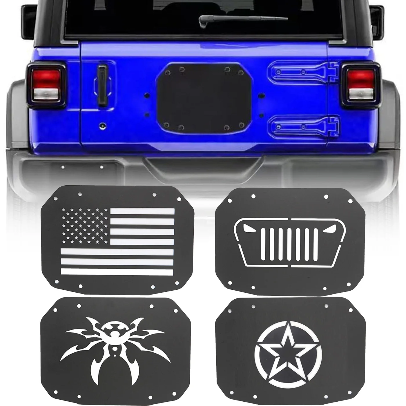 

Car Rear Door Tailgate Air Vent Decoration Cover Spare Tire Carrier Delete Filler Plate For Jeep Wrangler JL 2018-2023 Accessory