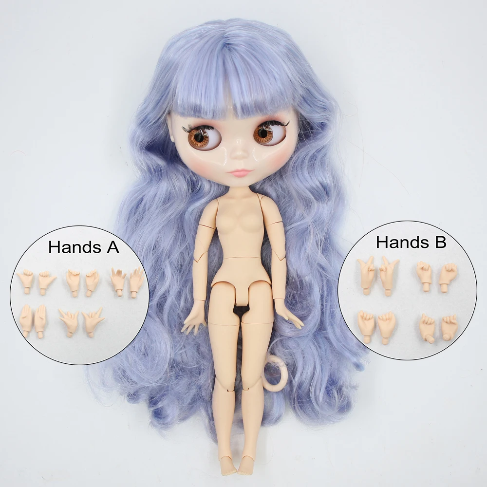 Neo Blythe Doll with Blue Hair, White Skin, Shiny Cute Face & Custom Jointed Body 1
