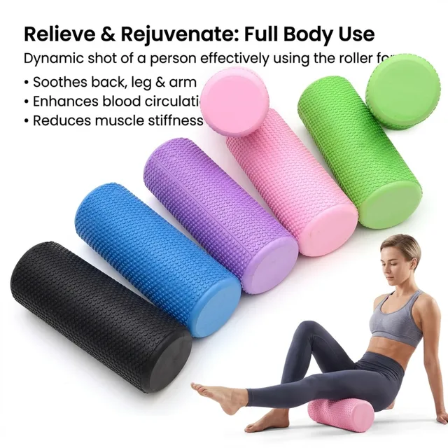 30/45CM Yoga Foam Roller High-density EVA Muscle Roller Column Self Massage Tool for Pilates Yoga Fitness Gym Equipment