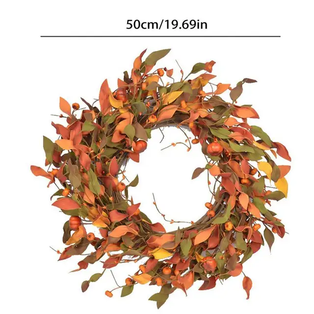 Őszi Koszorút Szabadtéri 50 Cm -Es Mesterséges Őszi/Őszi Koszorúk A Bejárati Ajtóhoz Bogyók Pinecones Halloween Party Készletek - Image 6