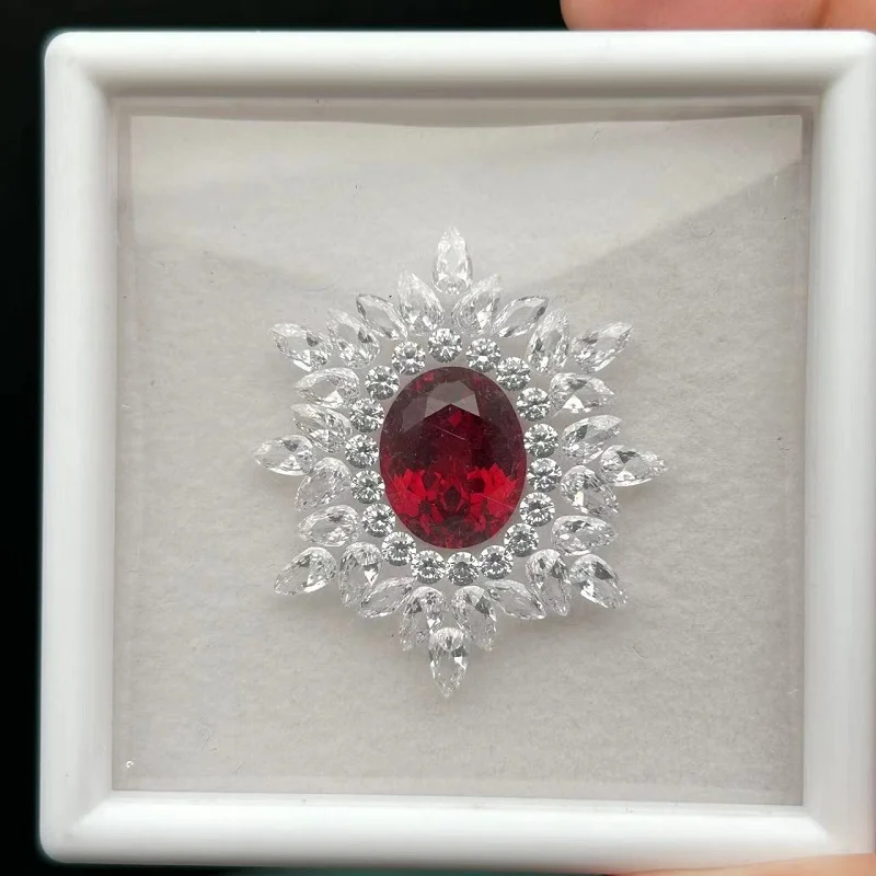 

Pirmiana Loose Gemstone Set 9.36ct Lab Ruby and D Moissanite Stone for DIY Jewelry Necklace Pendant Making