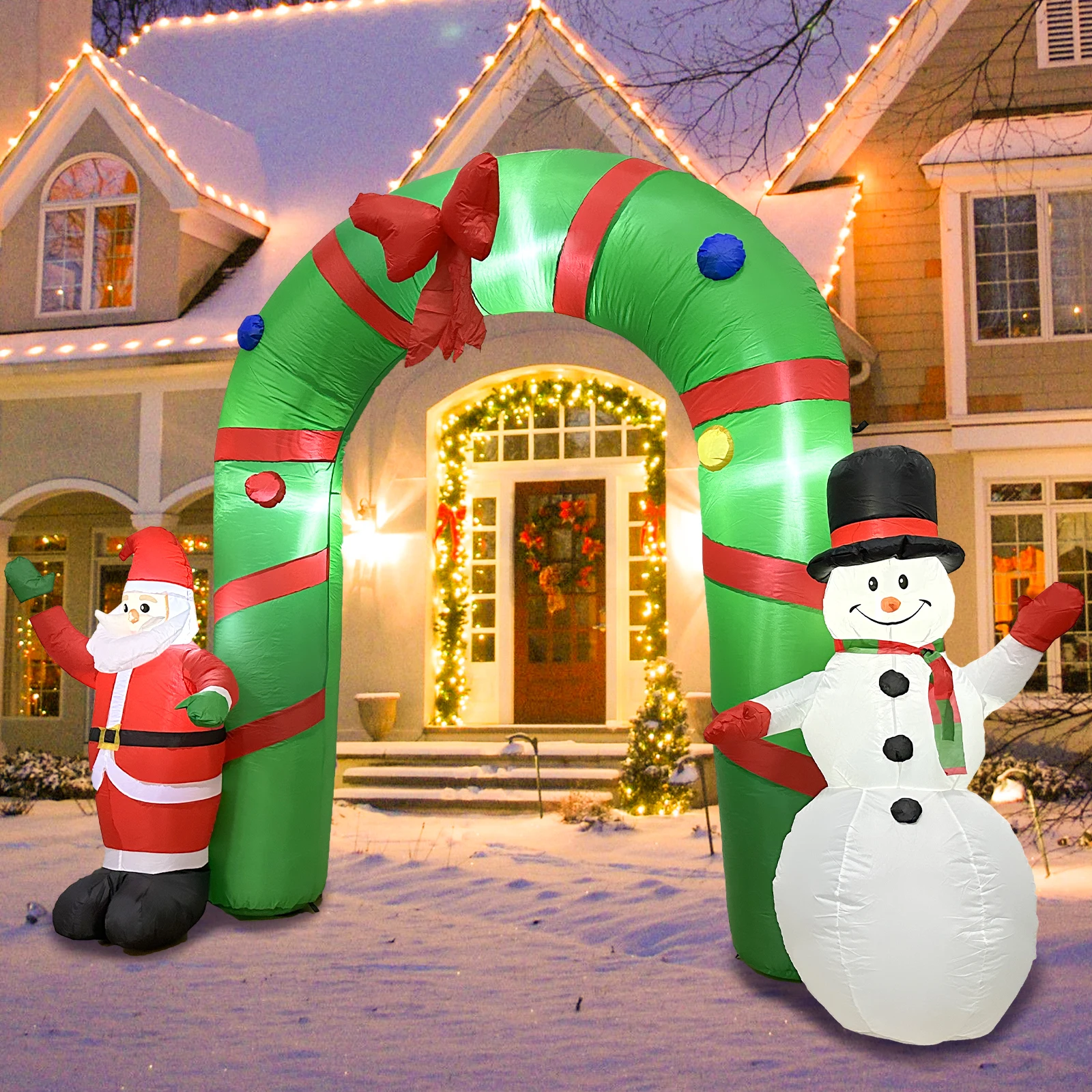 OurWarm8ftXmasSantaClausandSnowmanArchBlowUpPatioDecoration