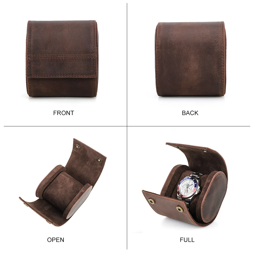 CONTACT'S FAMILY Genuine Leather Vintage Handmade Watch Roll Travel Storage Organizer Display Watch Free Engraving Name Gift