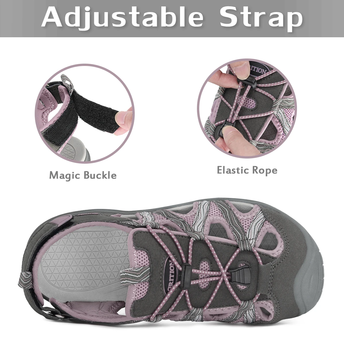 Women Comfortable Sandals Outdoor Closed Toe Sandals Ladies Hiking Summer Trekking Breathable Non-Slip