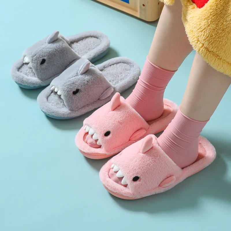 Warm Cotton Unisex Shark Slippers for Winter