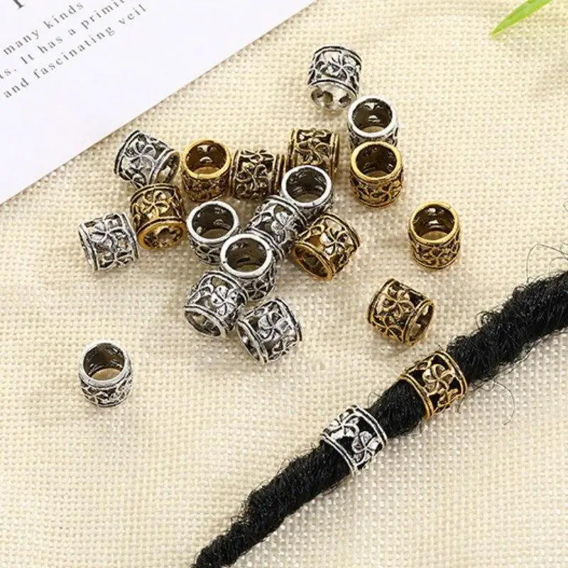 5pcs Metal Hair Rings Beads Cuffs Tubes Charms Hair Braider Tool