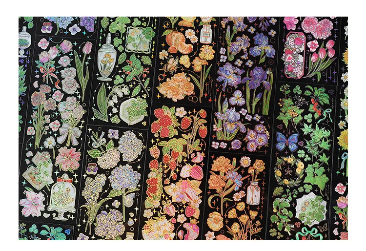 3 pcs Bronzing Flowers Stickers aesthetic 19 Sfa36d2ee5ca74f74a627c228b14774ade