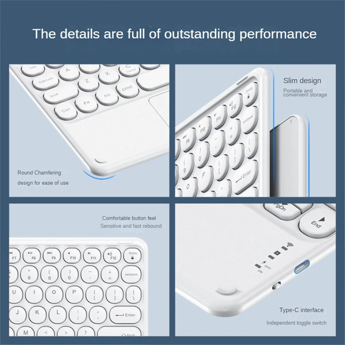 A10I 무선 블루투스 키보드 미니 78 키 게임용 사무실 충전식 키보드 터치 패드 패드 PC 태블릿 블랙