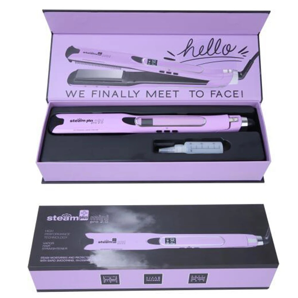 Steam Straightening Iron Heating Hot Hair Combs Titanium Curling Iron Steam Flat Iron Hair Wide Plates Tools Hair Straightener 6