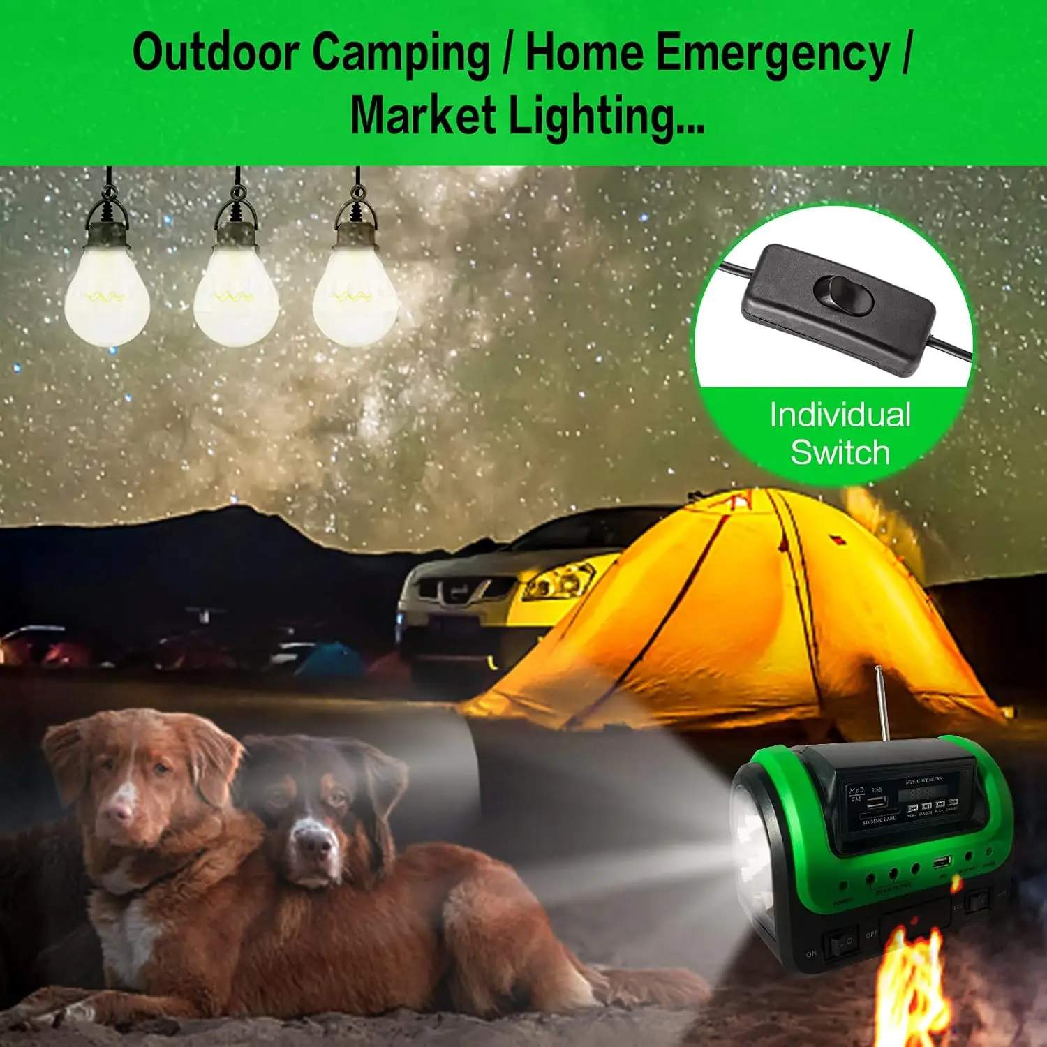 Solar Generator Portable with Panel Solar Power Generators Station Flashlight Emergency Powered for Home Use Camping Hunting 2