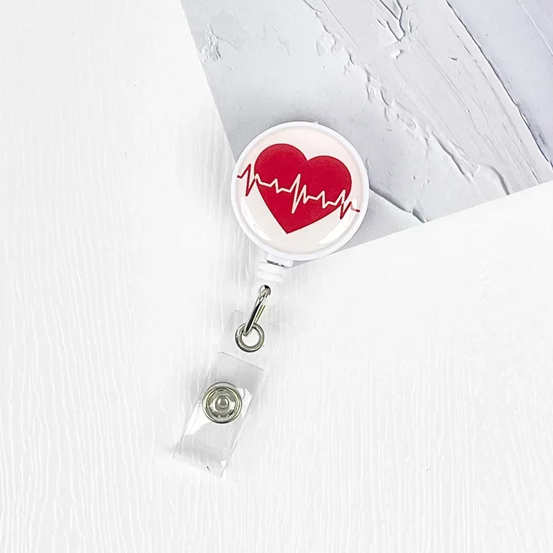 Retractable badge reel Badge holder Retractable id tag Retractable id lanyard Nurses Doctors Retractable Badge Reels Kawaii Cartoon Pattern Uniform Pocket Clips Work Card Holder Hospital Supplies
