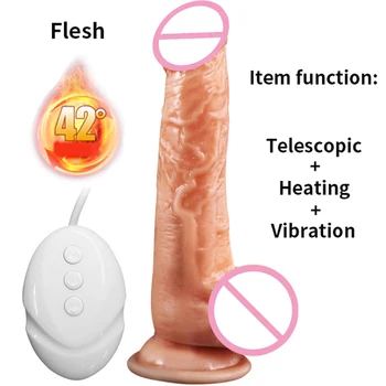 New Automatic Telescopic Heating Dildo Vibrator Vaginal Masturbator Huge Real Penis Machine Sex Toys For Women Sexual Product 6