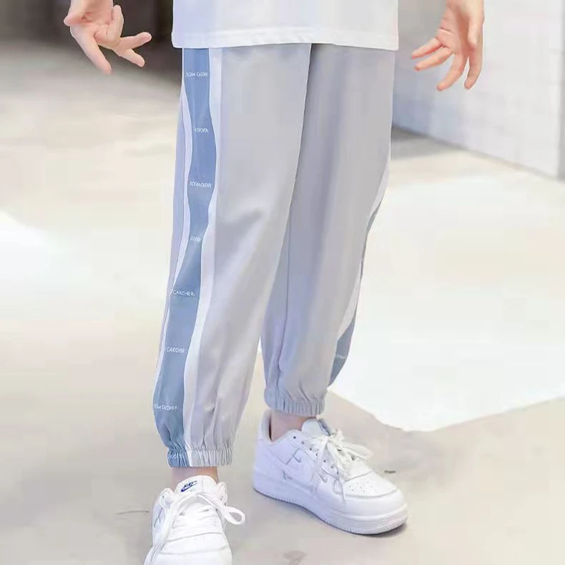 

New Summer Boy Loose Pants Ice Silk Thin Mosquito Trousers Children Sports Pants Teenager Boys Clothes Quick Drying