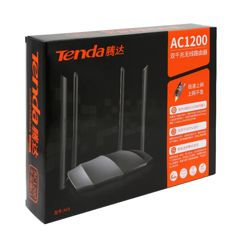  Tenda AC8 AC1200 MU-MIMO Wireless Gigabit Router, Wi-Fi speed  up to 867Mbps/5G + 300Mbps/2.4G, 4 Gigabit Ports, Supports Parental  Control, APP management, Guest Wi-Fi, IPV6 : Electronics