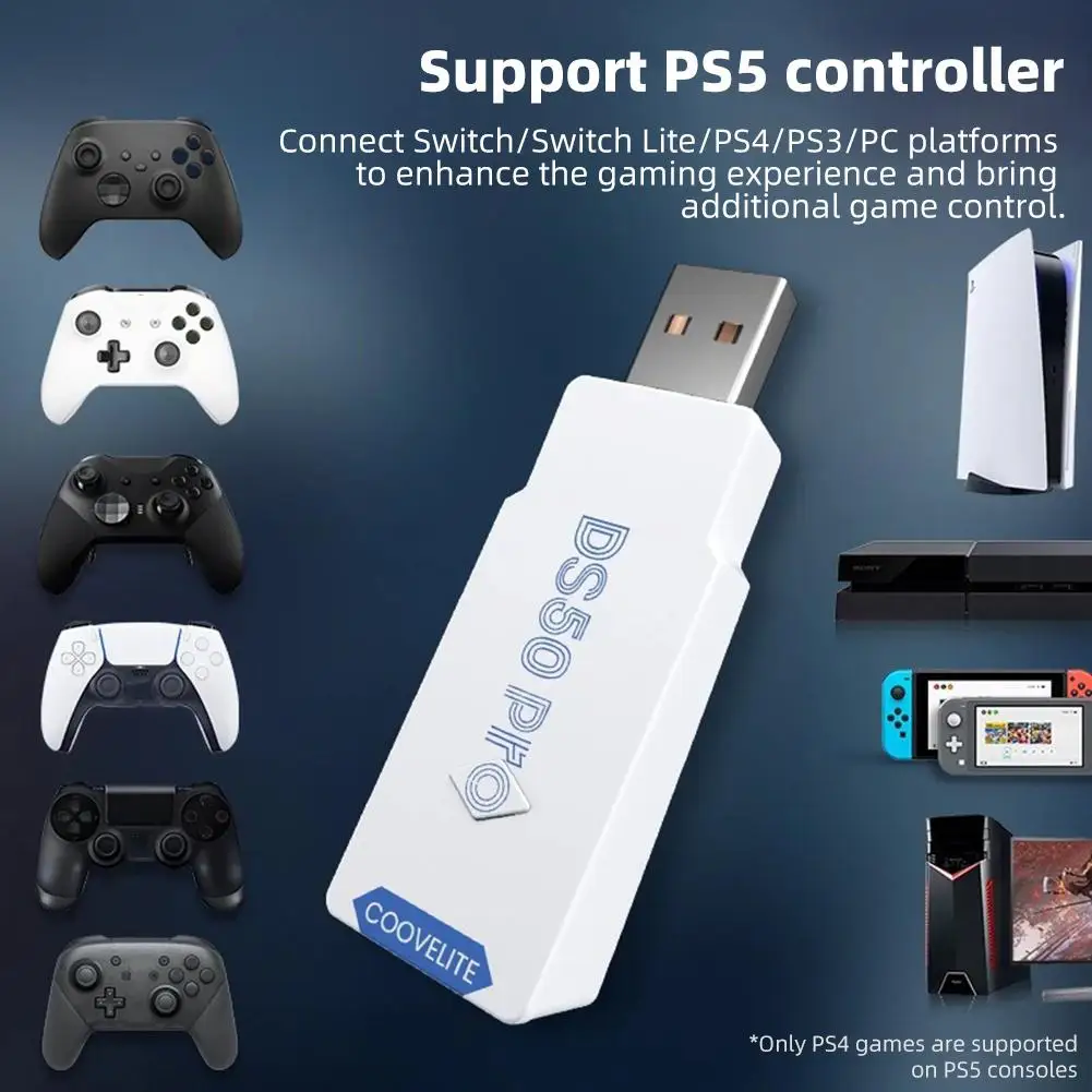 Gamepad Converter USB Receiver for PS5 PS4 PS3 Xbox Bluetooth Controller Wireless Adapter for Switch Lite DS50 Pro Gamepad