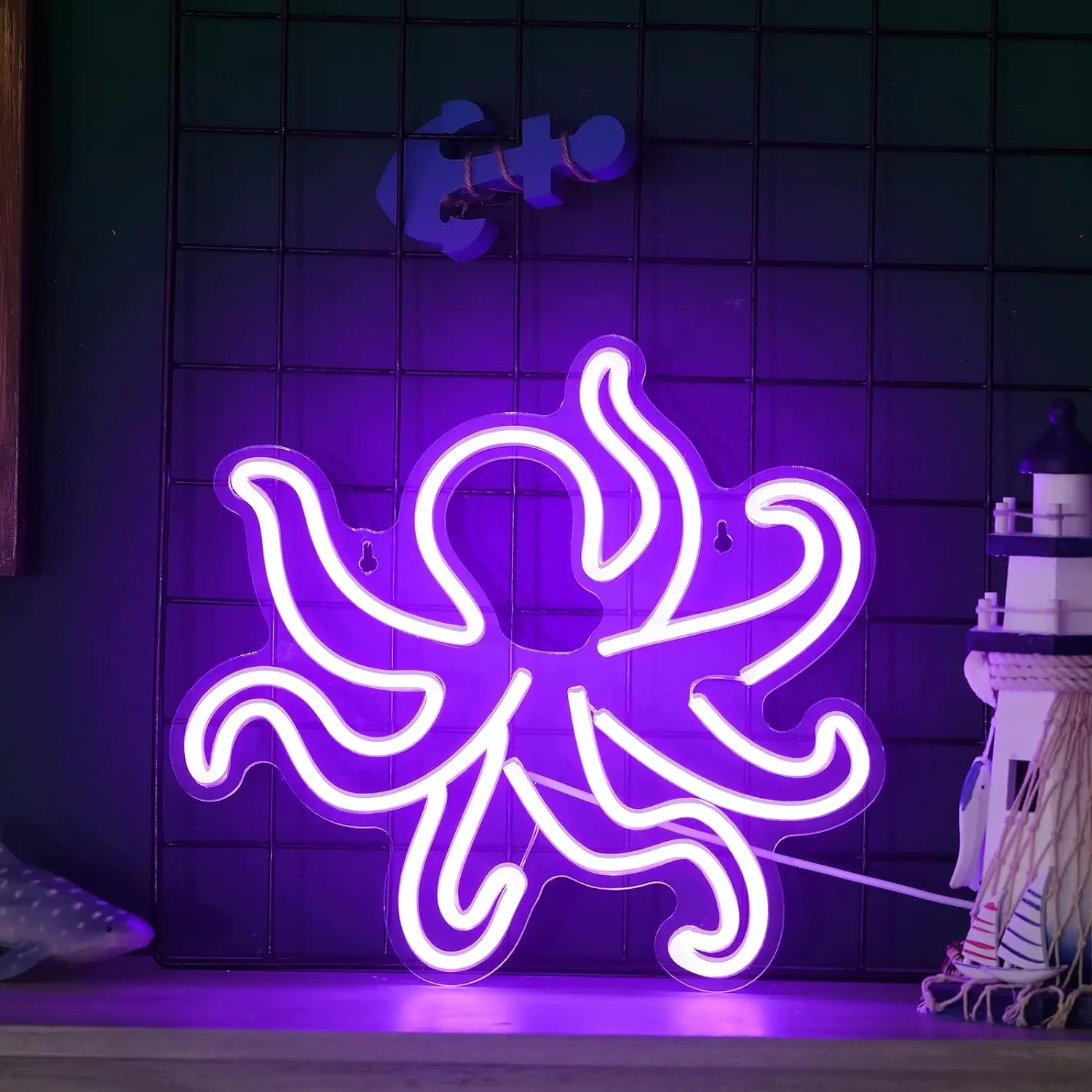 Octopus Neon Ocean Showroom LED Neon USB Powered Acrylic Wall Decoration Kids Bedroom Boys Room Playroom