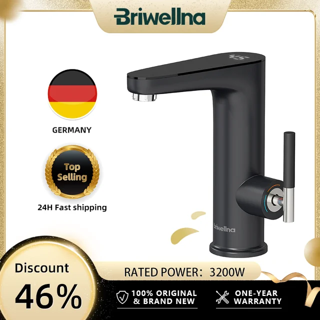 Briwellna เครื่องทําน้ําอุ่นไฟฟ้าก๊อกน้ําร้อน 2 ใน 1 อ่างล้างหน้า Tankless Geyser 220V เครื่องทําน้ําอุ่นก๊อกน้ําสําหรับ Home 1