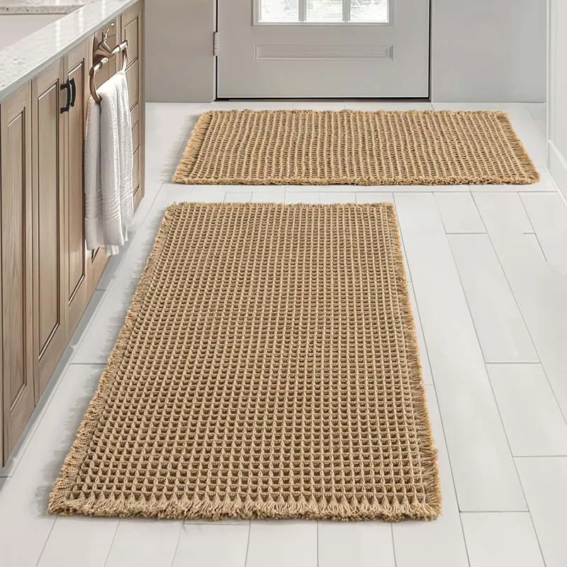 Large Bathroom Mat Anti-slip Water-Absorbent Shower Room Floor Foot Rug Comfortable Soft Waffle Weave Bath Mats for Tub