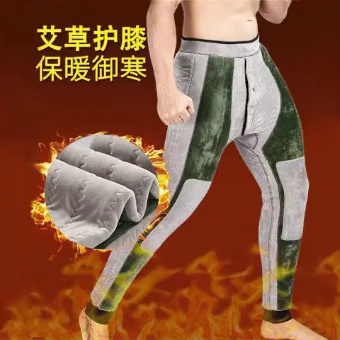 남성용 매우 두꺼운 겨울 봉제 따뜻한 바지, 하이 웨이스트 무릎 보호대, 허리 보호대, 면 바지 4