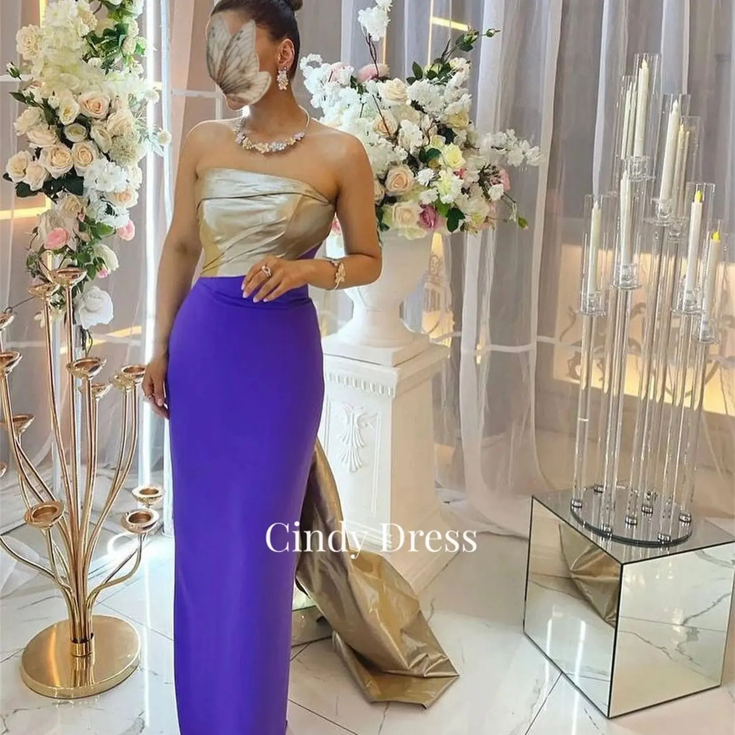 

Cindy Purple Mermaid Off-shoulder Long Tail Women's Elegant Dresses Evening Party Dress 2023 Elly Dubai Luxury Saudi Gala Pretty