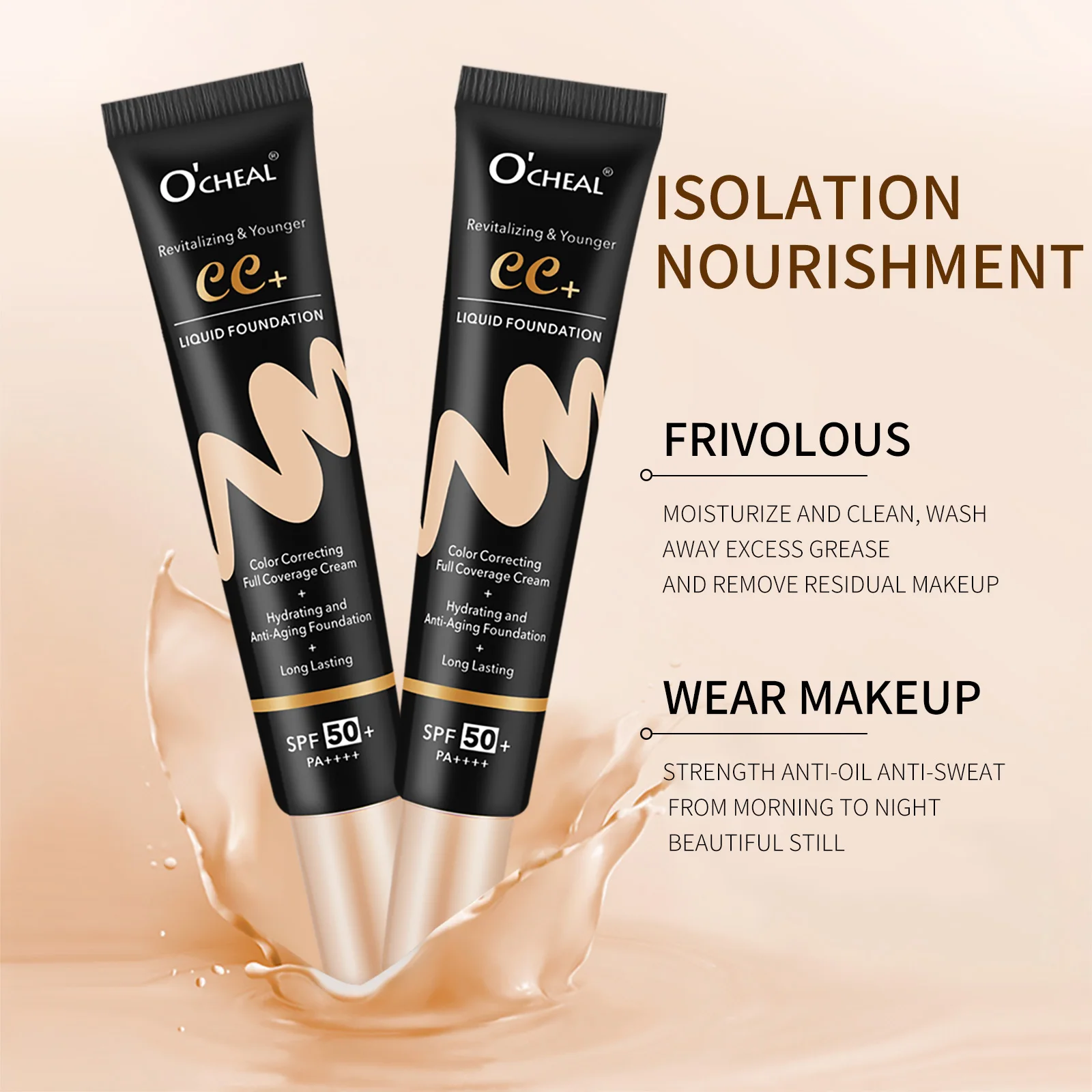 Ocheal 30g BB/CC sunscreen Cream SPF 50/PA+++ Facial Liquid Foundation Cream Anti-Aging Long Lasting Full Coverage Cream Powder 5