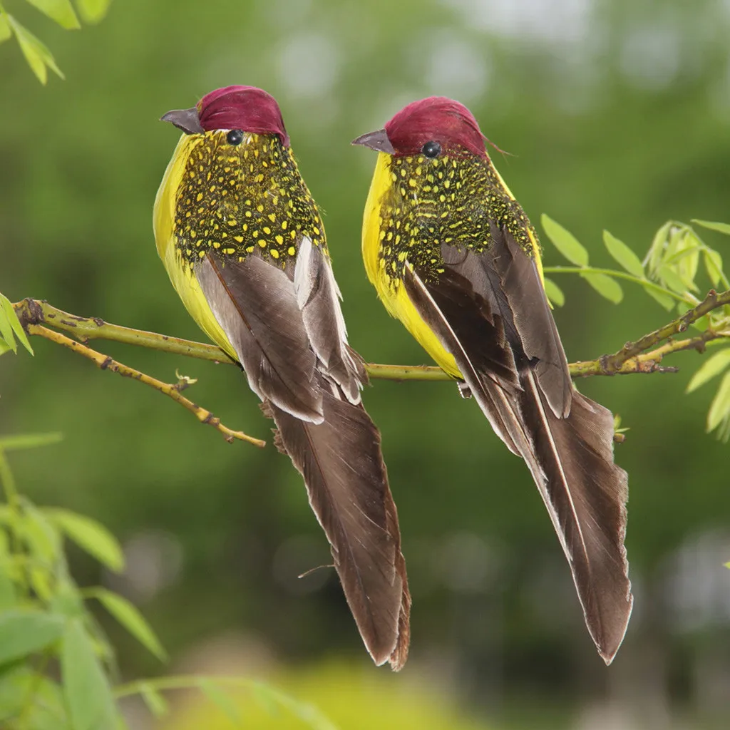 Ornament crafts, miniature figurines-2pcs Handmade Foam Feather Artificial Parrot, Imitation Bird Model Figurine, Foam Birds Parrot, Home Garden Decoration Ornament