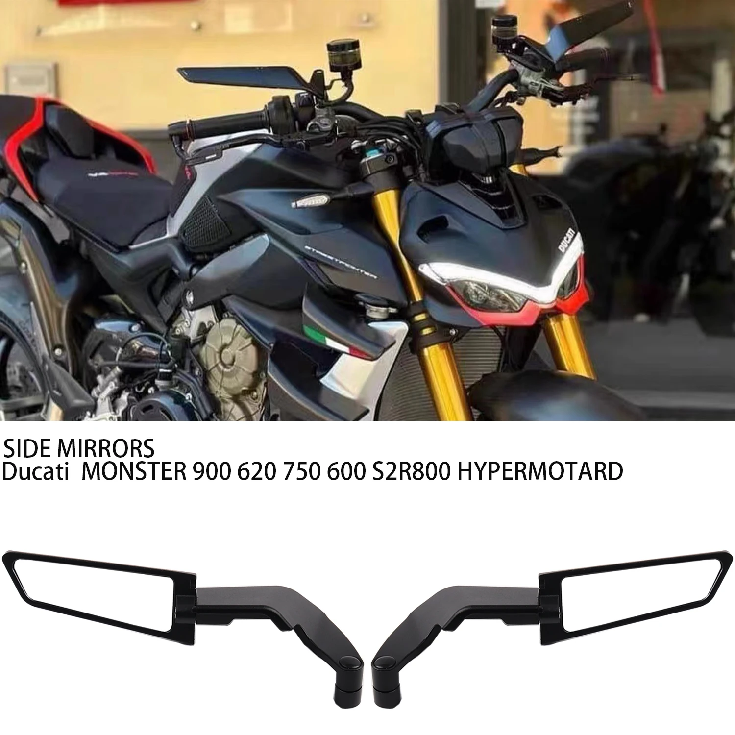 

Универсальное мотоциклетное зеркало заднего вида для Ducati MONSTER 900 620 750 600 S2R800 HYPERMOTARD