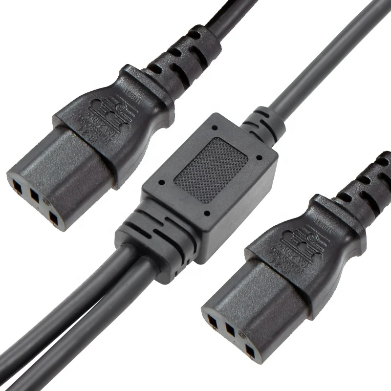 

18AWG USA American standard deconcentrator split to 2 C13 plug 15A 125V Computer Power Cable