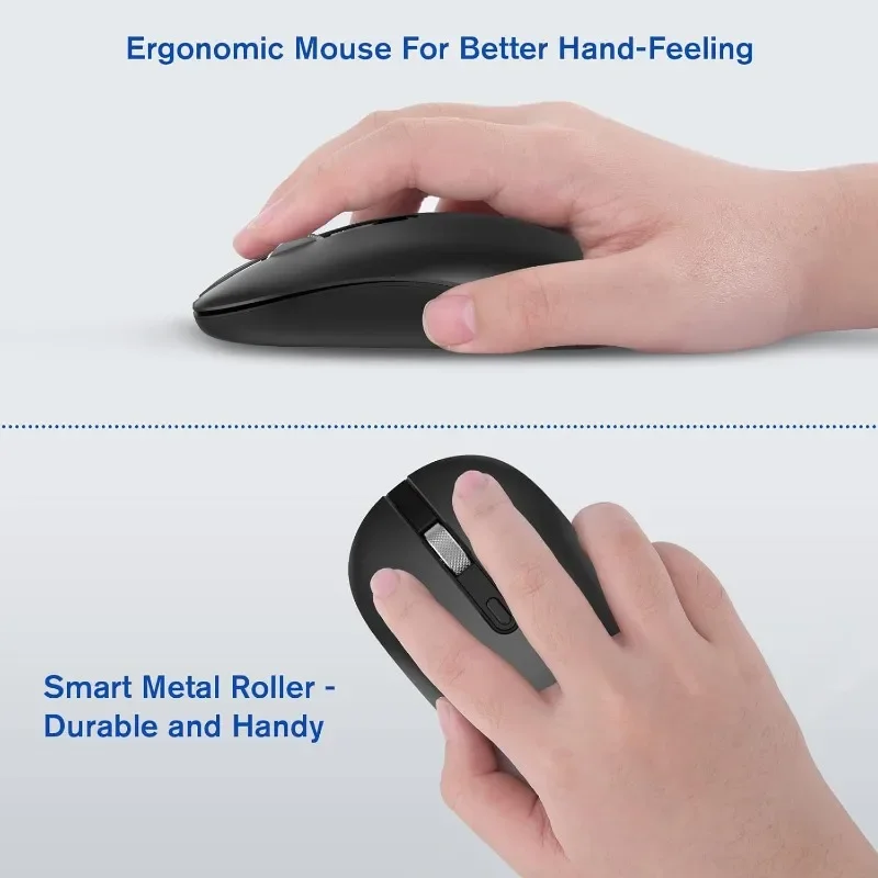 Wireless Bluetooth Mouse for Windows Laptop Notebook PC Mac Desktop Dual-Mode Rechargeable 2.4G Portable Computer Mouse