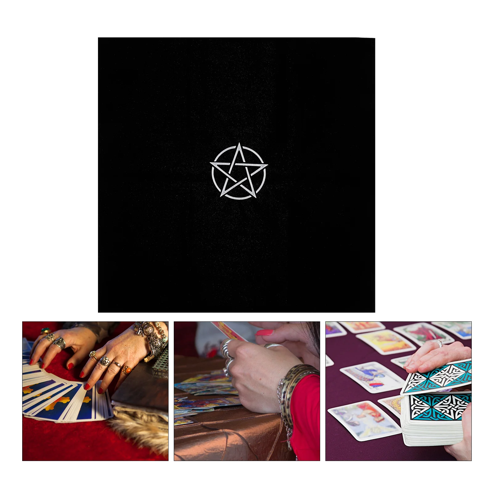 

Deck Decor Card Table Tablecloth Tarot Black Pentacle Cover Decoration Divination Decorate Checkered Game