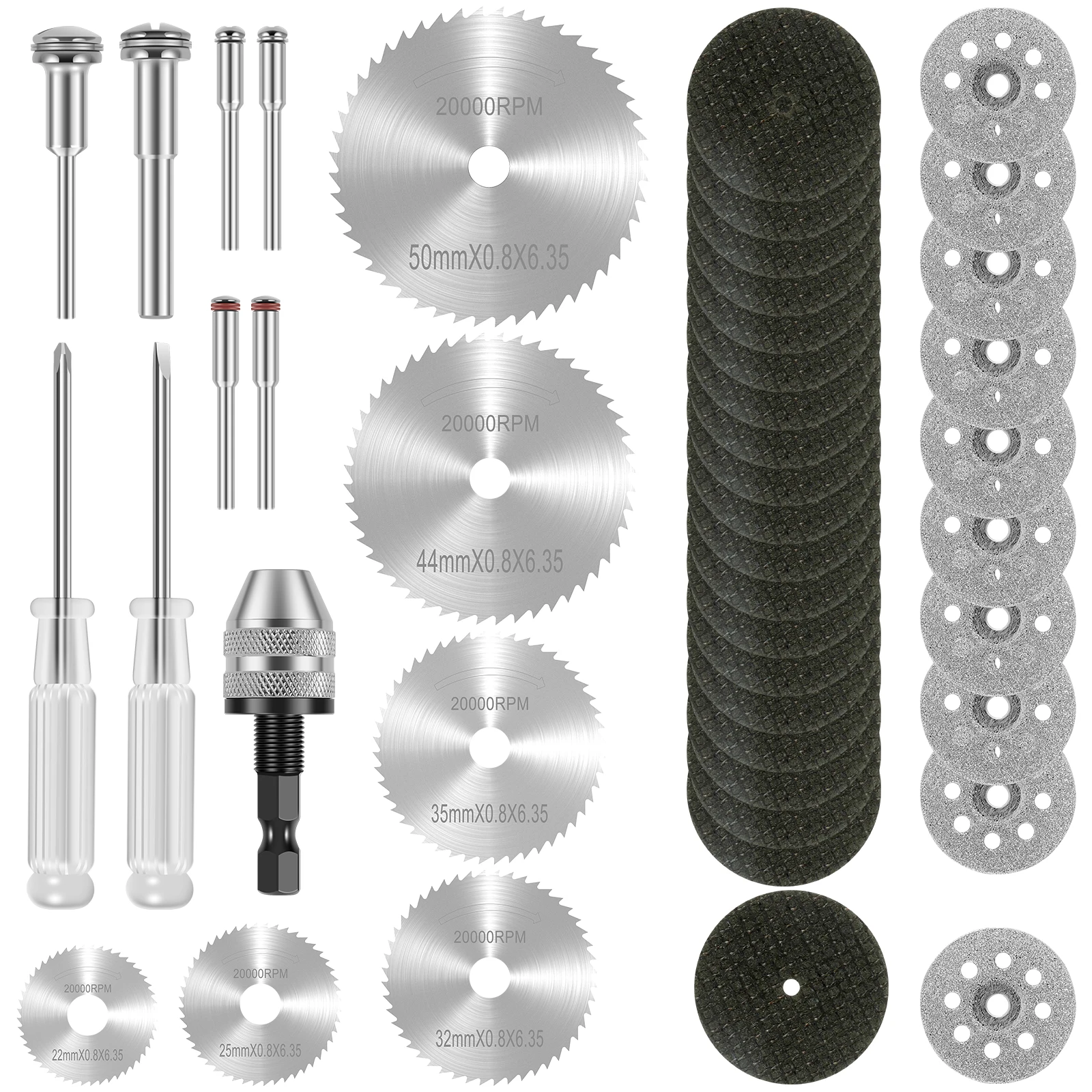 

45Pcs Cutting Wheel Discs Mini Rotary Tool Cutting Blades Set HSS Circular Saw Blades Diamond Cutting Wheel Resin Cutting Discs