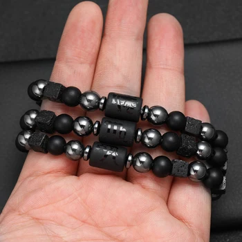 12 Constellation Zodiac Bracele Signs Beads Couples Bracelet Square Volcanic Stone Elastic Charm Bracelet for Women Men Gift 6