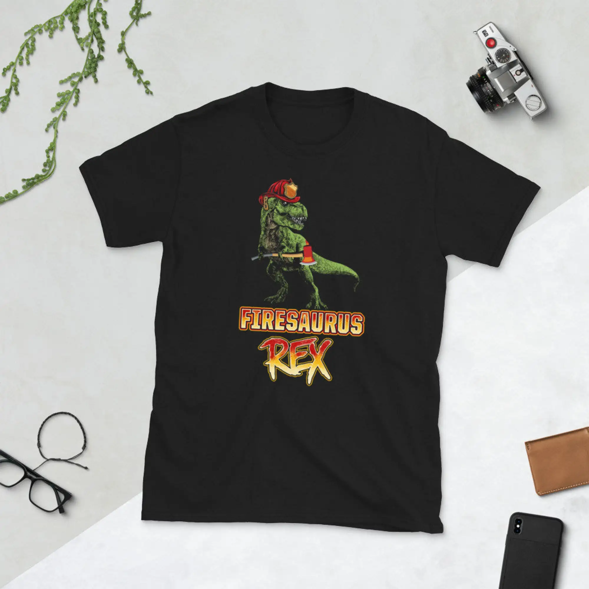 Firesaurus T Rex Dinosaur Firefighter Shirt