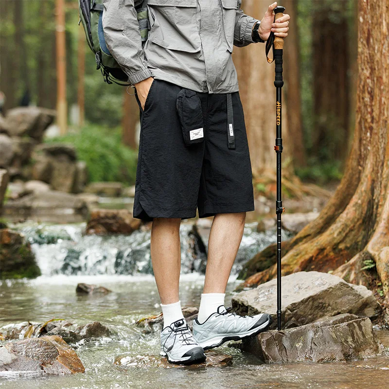 Summer Men's Clothing Solid Color High Waisted Pockets Elastic Casual Loose Cargo Sweatpants Knee Pants Preppy Style Shorts 2