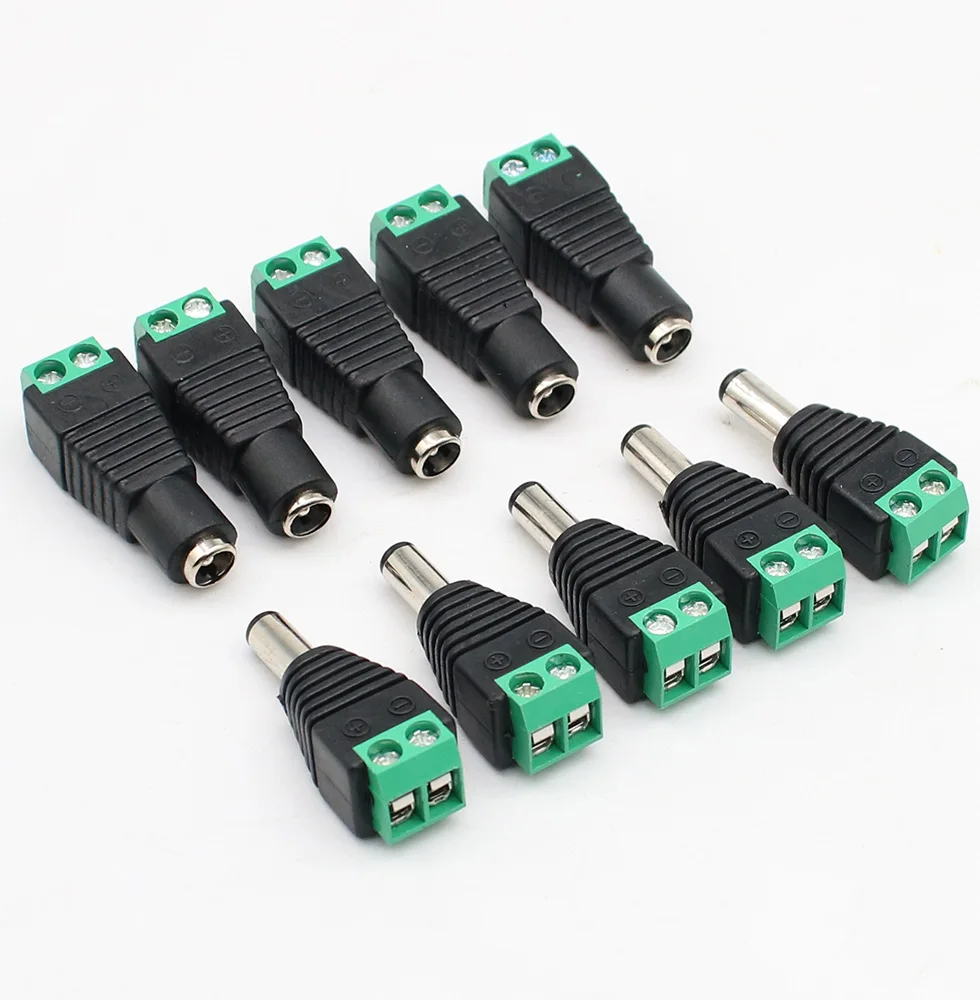 5 Set 10 pcs Cameras 2.1mm x 5.5mm Female Male DC Power Plug Adapter Jack Connector Socket green |