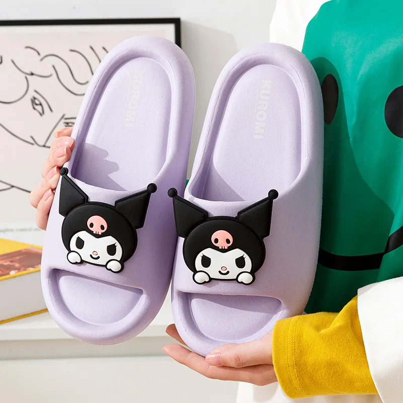Family Slippers Cute Soft Lightnes Cloud Like In Door Slides Kuromi My Melody Pochacco Sweet Shoes For Kids EVA 6