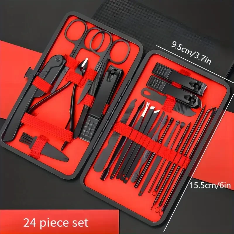 Nail Clippers Manicure Tool Set Portable Travel Case Professional Nail Clippers Pedicure Kit 7/24pcs