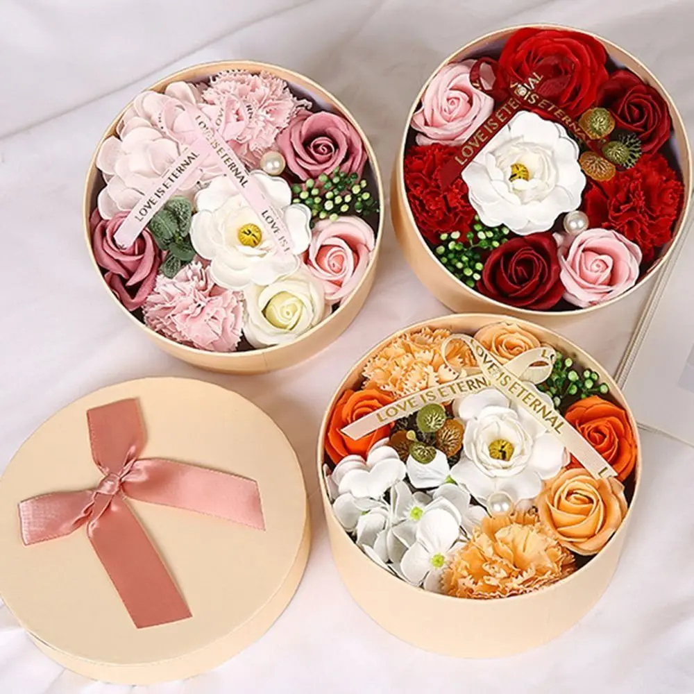 

Beautiful Flower Bath Soap with Stem Hand-made Scented Flower Shaped Body Soap Bouquet Flower Petals Rose Gift Box Birthday