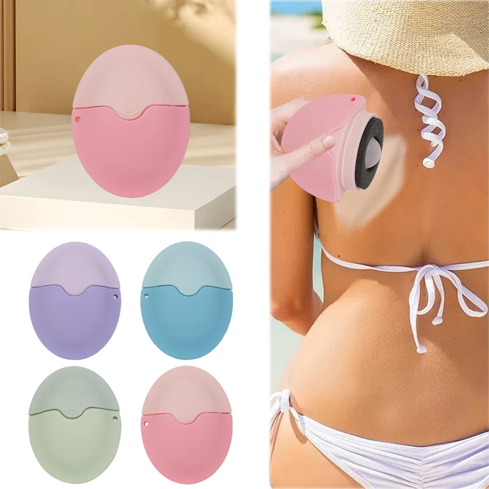 Roll on Sponge Applicator Silicone Sun Lotion Applicator Refillable Suncream Roller Applicator Oval for Outdoor Travel