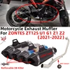For ZONTES ZT125 U1 G1 Z1 Z2 2021 2022 Motorcycle Exhaust Muffler Full System Escape Modify Front Mid Link Pipe With Catalyst