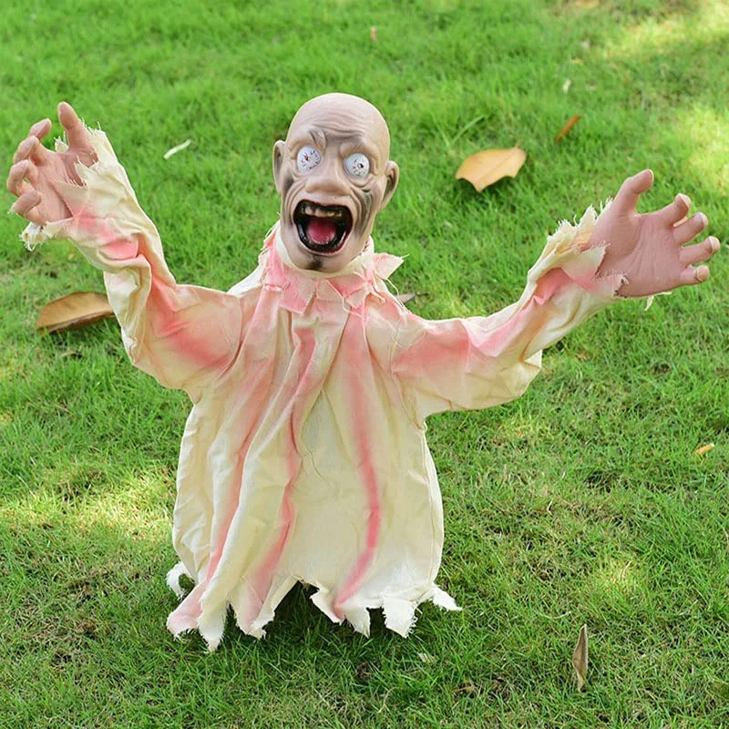 Décoration Halloween Fille Balançoire – Son Et Yeux Lumineux Activés Par Mouvement – Fantôme Blanc/rouge à Suspendre – Pour Maison Hantée, Fête Effrayante