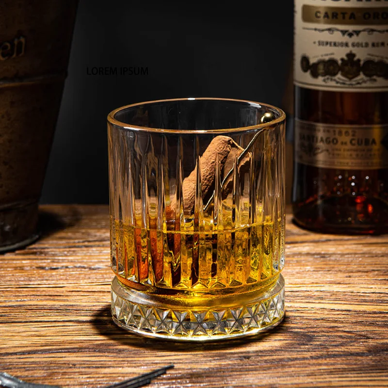 Whiskey Glass Transparent Glass Whiskey Wine Cup Foreign Wine Cup Beer Vertical Striped Spirit Cups 230ml drinking glasses set