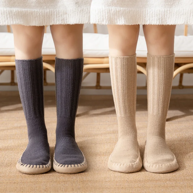 

2024 Japan & Korea Winter Non-slip Snow Socks Women Men Thickened Medium Tube Floor Thermal Floor Sleep Socks Simplicity Socks