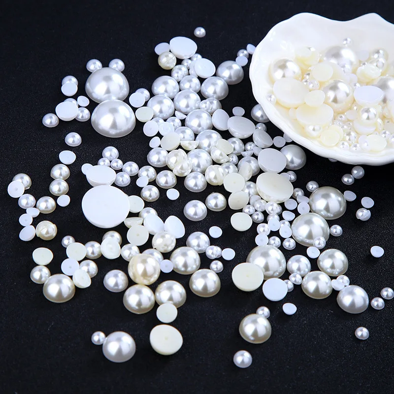 Acrylic beads 3mm-20mm half round pearls for jewelry making craft clothing accessories phone stickers nail art diamonds