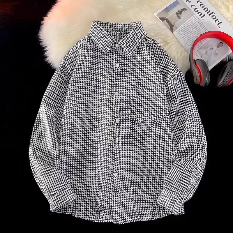 

Plaid Shirts Men Clothing 2023 Fashion Male Checkered Shirts Vintage Loose Clothes Spring Autumn New Arrivals Tops Blouse C130