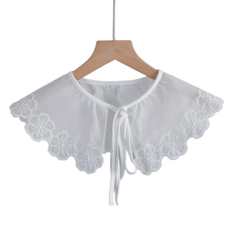 

Decorative Embroidered Flower False Collar Preppy Detachable Shawl Scarf
