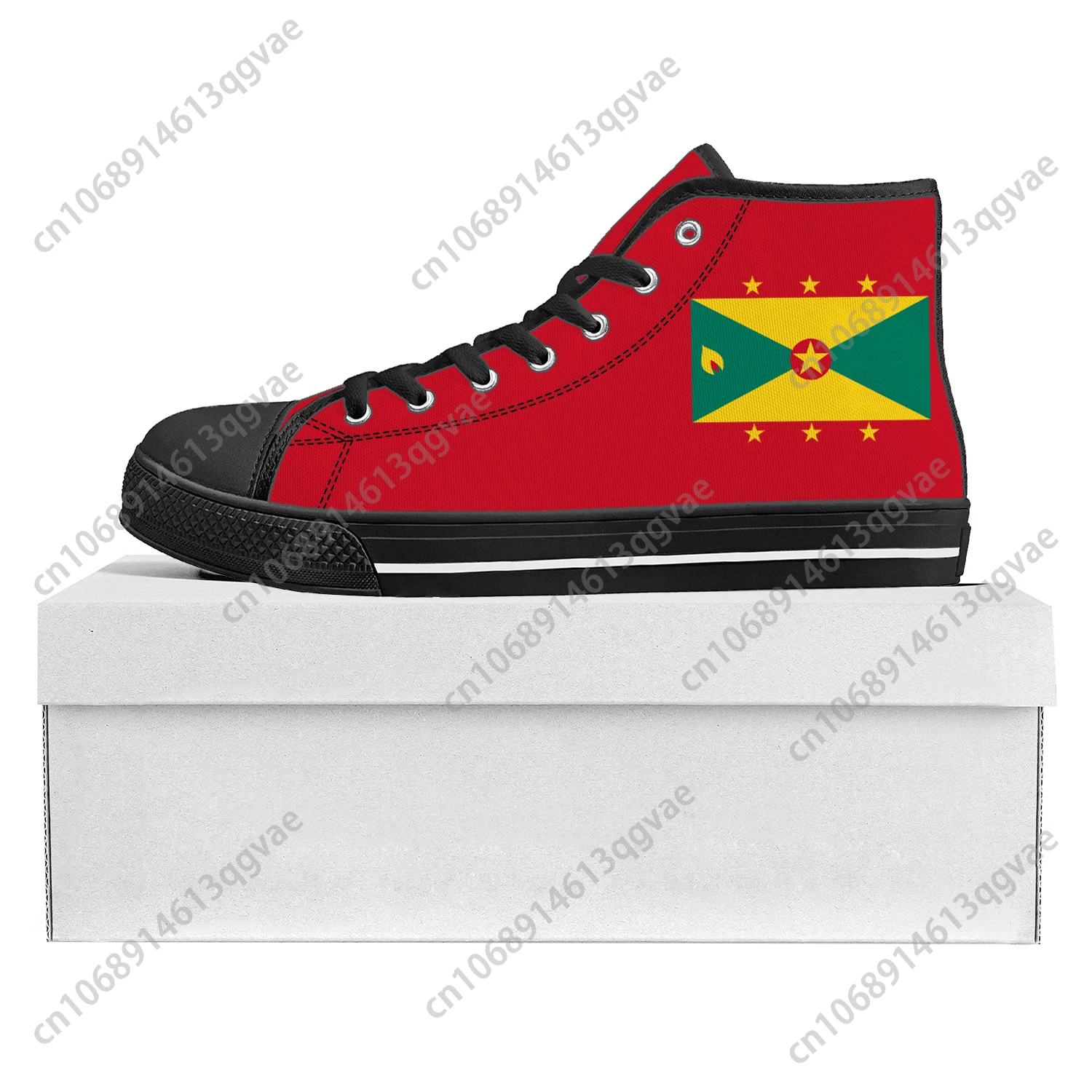 Grenada Flag High Top High Quality Sneakers Mens Womens Teenager Canvas Sneaker Grenada Casual Couple Shoes Custom Shoe