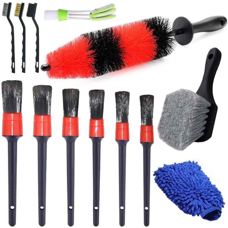 13PCSCarCleaningToolsInteriorBeautyLeatherDustingDetailBrush