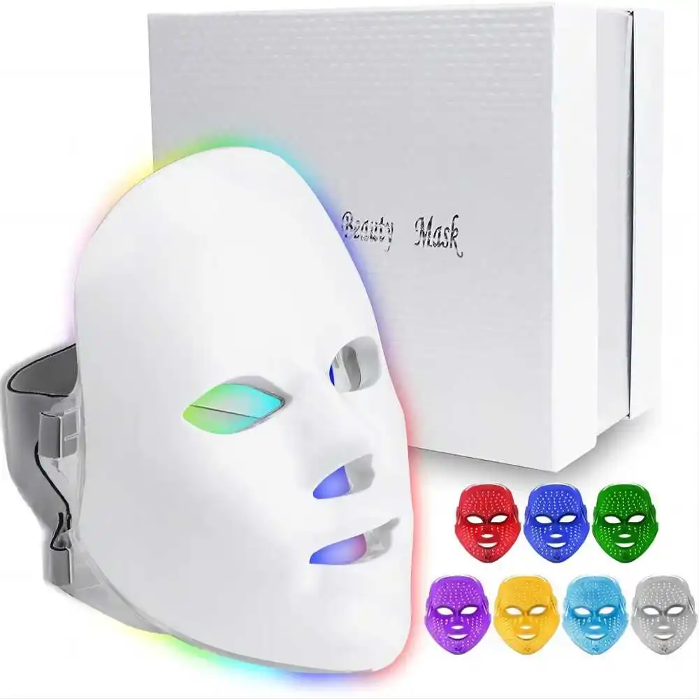 7 Colors LED Facial Mask Photon Therapy Face Skin Care Mask Skin Rejuvenation Tools Anti Acne Wrinkle Removal Face Beauty