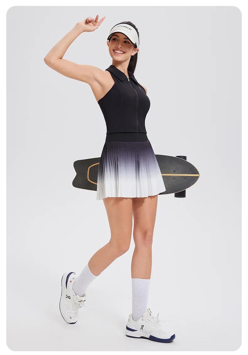 Women Tennis Suit Set, Polo Collar, Front Zipper, Badminton Sports Short Skirt 20 Sfa384b20e9d743bfb5ab5b268270658fu